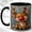 Black, variant on Reindeer Lights Coffee Mug, Winter Deer Mug, Ceramic 11 oz