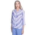 thumbnail image 3 of Alfred Dunner Womens Mitered Iris Stripe Button Down Top, 3 of 4