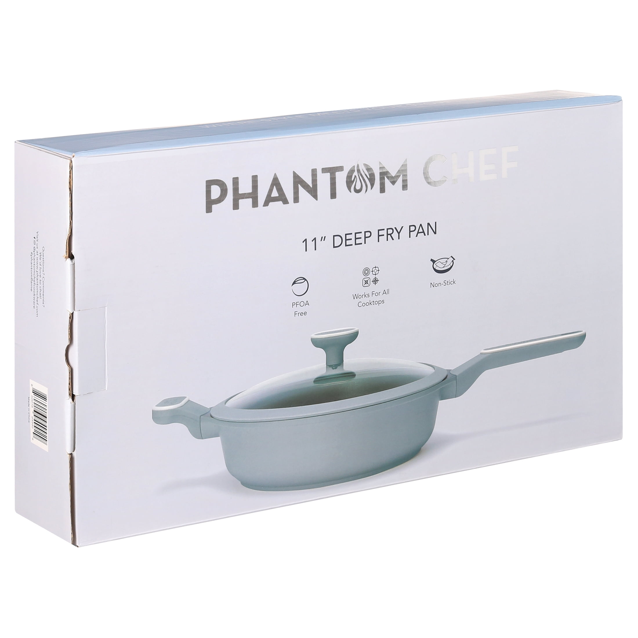 Phantom Chef 11 - Inch Deep Frypan with Lid – Cast Aluminum - Sky