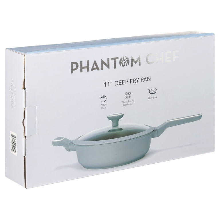 Phantom Chef 11 - Inch Deep Frypan with Lid – Cast Aluminum - Sky Blue -  Midnight Collection 