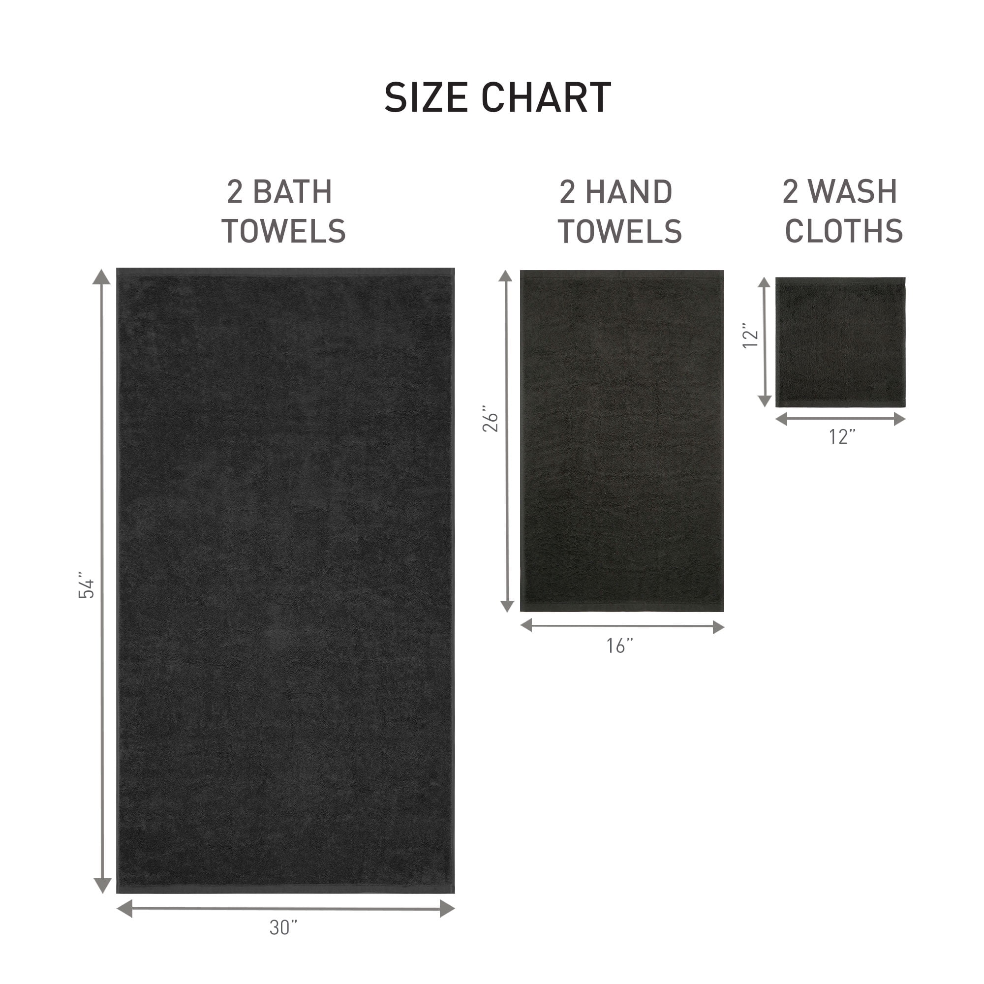 Better Homes & Gardens PowerLoft AIRRICH® Cotton 6-Piece Towel Set, Rich Black