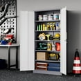 thumbnail image 5 of Metal Garage Storage Cabinet, 71-inch Tall Cabinet with Adjustable Shelves & Locking Doors, Tool Cabinets for Garage,Office,Home,School,Gym (Grey White), 5 of 16