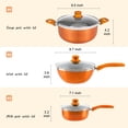 thumbnail image 2 of JINLUO 3PCS Pot Set Nonstick Pot and Pan Set-Wok, Soup Milk Pot Set, Orange, 2 of 9