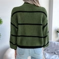 thumbnail image 6 of Womens Mock Neck Striped Chunky Knitted Sweater Winter Long Sleeve Pullover Sweaters Tops Army Green S, 6 of 9