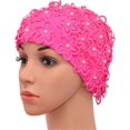 thumbnail image 2 of Women's swim cap with hand-sewn flowers and beads, 2 of 4
