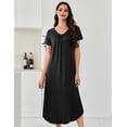 thumbnail image 3 of Ekouaer 3 Pack Long Nightgowns for Women Plus Size House Dress Short Sleeve Night Gown V Neck Casual Nightshirt, 3 of 6