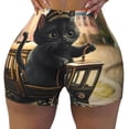 thumbnail image 2 of Xecao Adorable Kitten On Mini Train Print Workout Shorts for Women Soft Smooth Gym Yoga Scrunch Active Tennis Workout Running Shorts-Small, 2 of 8