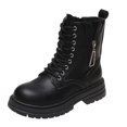 thumbnail image 4 of Botines de mujer Botines de tobillo Cuero de PU Cremallera lateral Resistente al agua negro Yuyangstore Botines, 4 of 8