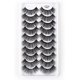 thumbnail image 1 of Kit de 10 pares de pestañas postizas, pestañas postizas 3D, pestañas largas naturales y esponjosas, pestañas postizas de banda suave reutilizables, extensión de pestañas de maquillaje negro de lujo, 1 of 5