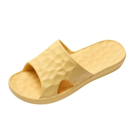 

Cathalem Fashion Four Seasons Women Slippers Flat Bottom Home Bathroom Non Slip Open Toe Wavy Pattern Solid Color Yellow 36