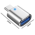 thumbnail image 1 of Adaptador De Tipo C A Usb3.0 Conector de adaptador tipo C a USB OTG Indicador LED 3A Carga rápida (Plata), 1 of 5