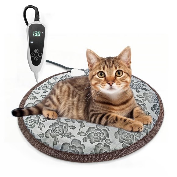 Almohadilla térmica Cat GOLOPET redonda de 41 cm con termostato inteligente rosa