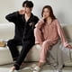 thumbnail image 2 of Pijamas de algodón para hombre y mujer, ropa de dormir con cuello vuelto, pantalones de manga larga, conjuntos de pijama sólidos, Otoño e Invierno, 2 of 4