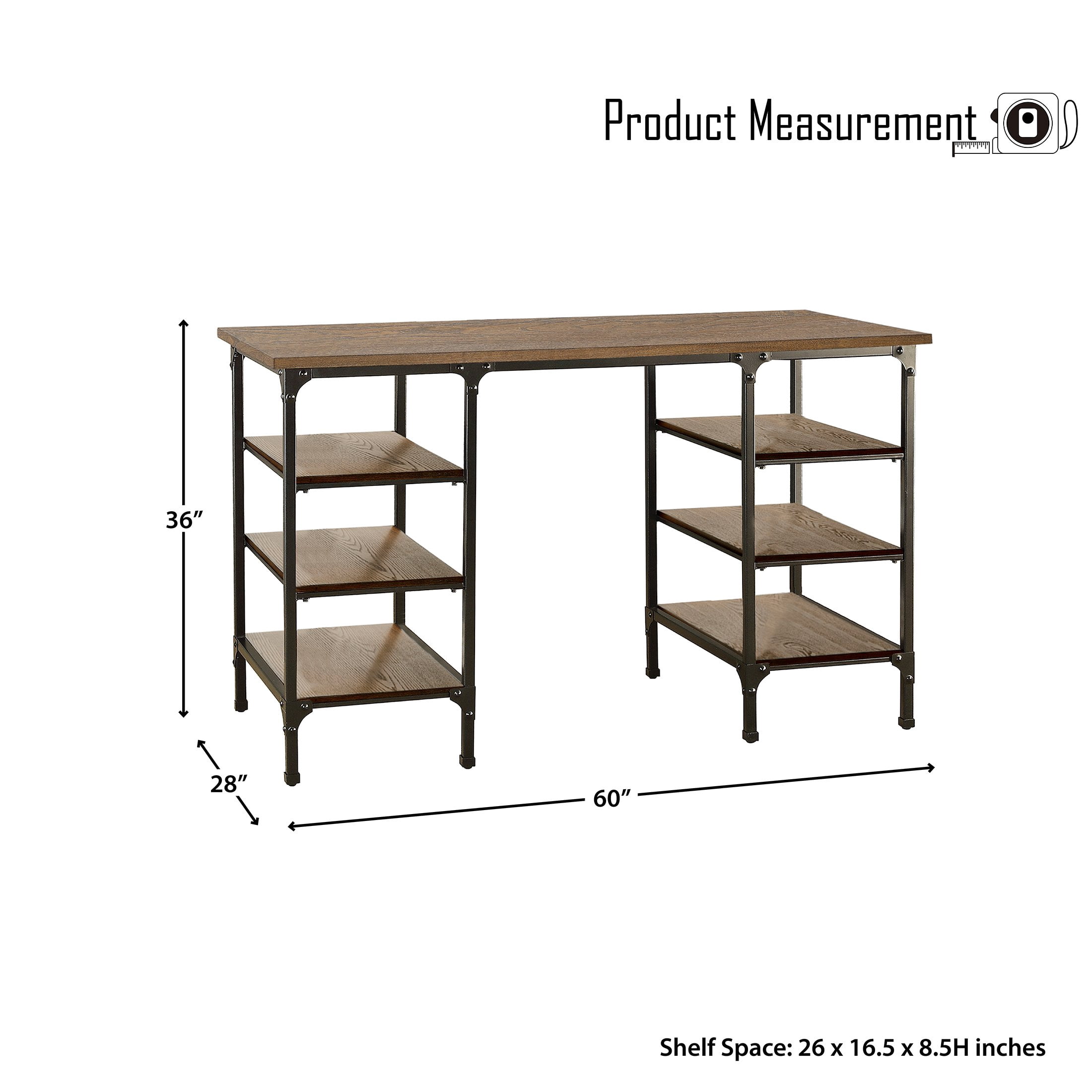 OakvillePark Raku Counter Height Writing Desk, Weathered Natural