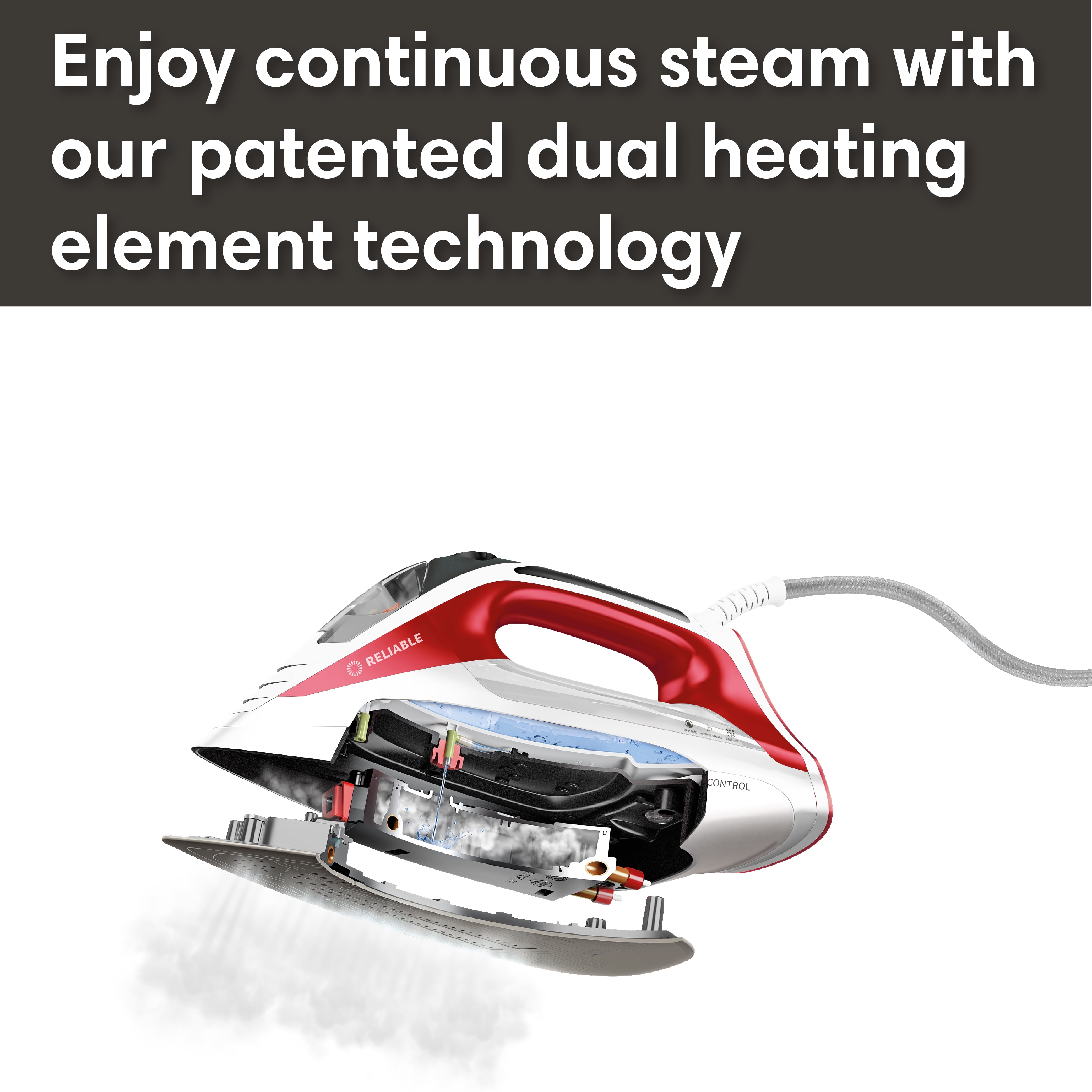 Reliable 270IR Velocity Anodized Aluminum Steam Iron, Red