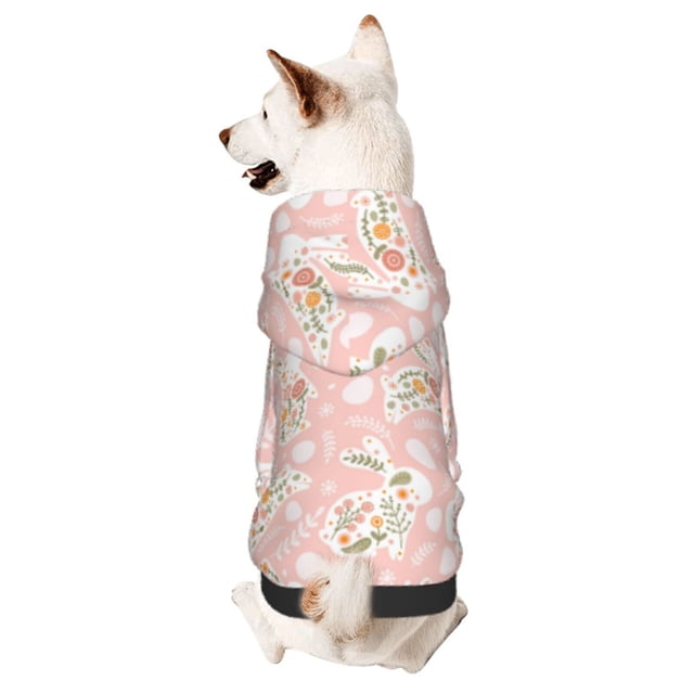 Fotbe Easter Bunny Sudadera con Estampado para Perros Pequeños – Suéter con Capucha para Mascotas, Tela Suave de Forro Polar con Bolsillo-X-Large