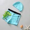 thumbnail image 2 of vigerkar Boys 2pcs Swim Trunks Cartoon Dinosaur Beach Boxers with Cap Rashgurad Swimsuit Set UPF 50+ (Light Blue, 3-6 Years), 2 of 7