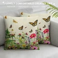 thumbnail image 3 of Creowell Spring Flowers and Birds Floral Throw Pillow Cover Butterflies and Dragonflies Summer Cushion Case for Sofa Couch 12x12in, 3 of 5