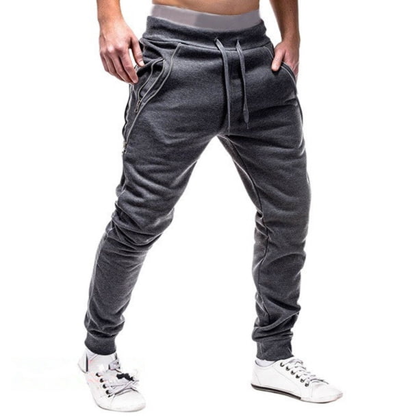 Pantalones largos para hombre, de color liso, con cordón, informales, de moda, largos, para hombre