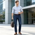 thumbnail image 5 of DENTOYOU Men's Regular Straight Fit Jean Pants Comfort Flex Waist Denim Jeans Blue 38, 5 of 7