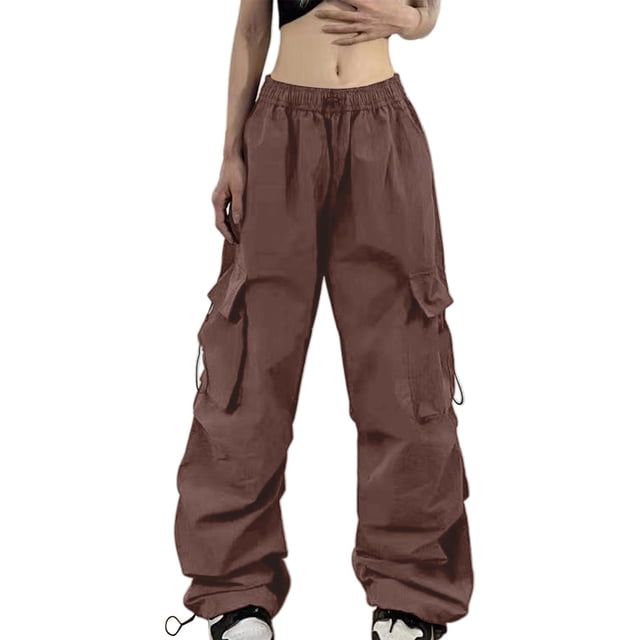 Lixiuxyad Pantalons Femmes Décontractés Figure Flatteuse Pantalons Cargo Parachute d'Été pour Femmes Coupe Ample avec Poches Style de Rue