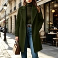 thumbnail image 4 of Staron Winter Coats for Women Wool Blend Pea Coat Collared Long Sleeve Button Down Casual Loose Fall Jacket Army Green L, 4 of 7