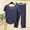 Blue, variant on Dianli Pajama Set Loungewear Women Loose Solid Crop Short Sleeve Top And Cropped Trousers Thin Breathable Blend Comfortable Homewear Nightwear