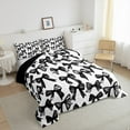 thumbnail image 3 of jejeloiu Cartoon Bowtie King Size Comforter Sets,Bow Bowknot Bedding Comforter Set,Black White Bedding Set For Girl,Microfiber Room Decor Reversible,3-Piece, 3 of 8