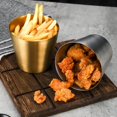 thumbnail image 1 of 350ml French Fry Cup, Durable, Stainless Steel Fry Cup, For Serving Chips, Onion Rings, Tater Tots, or Vegetables - Restaurantware（silver）3pack, 1 of 5