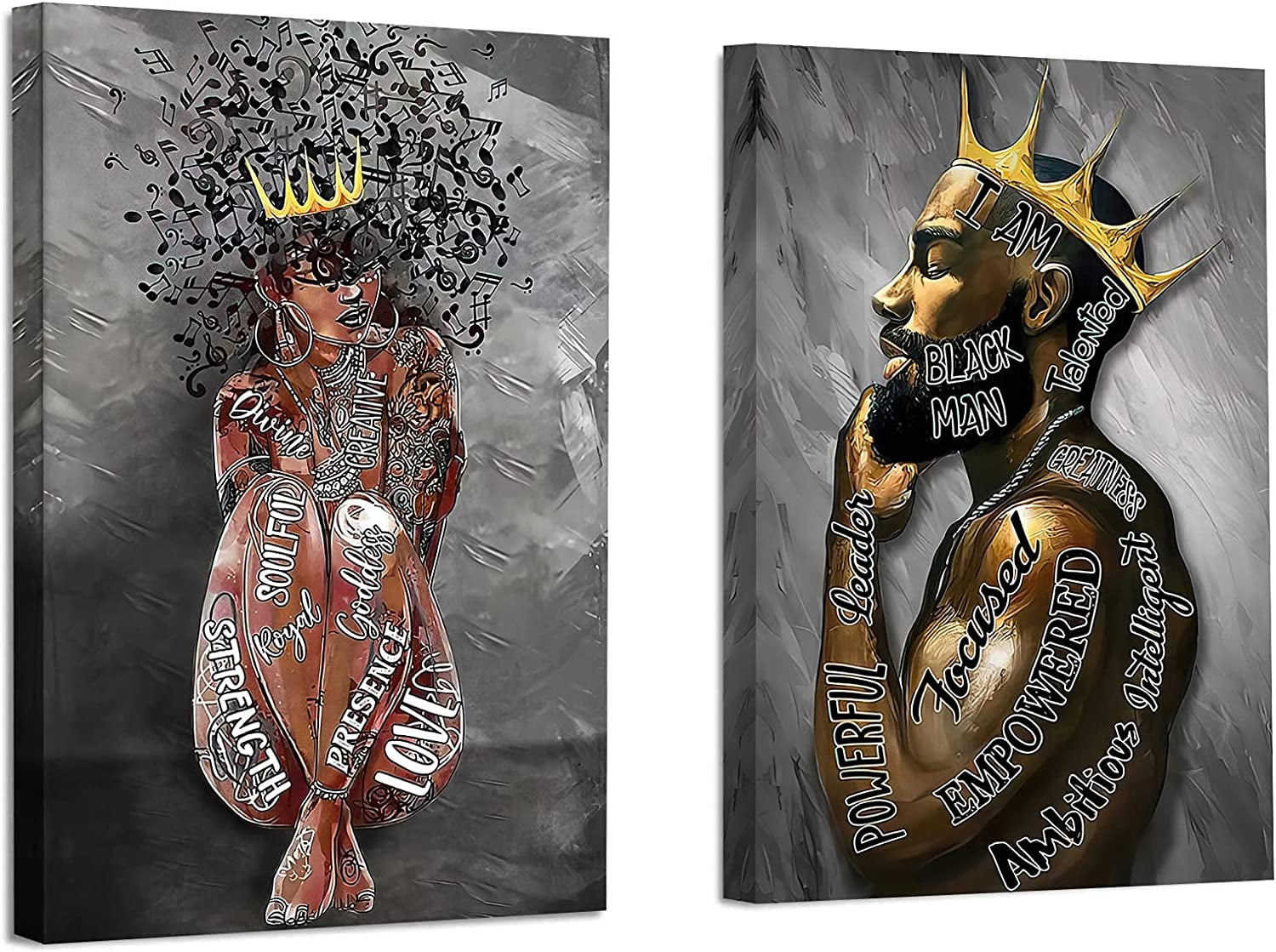 Black King And Queen Wall Art Black Couple African American Men black-king-and-queen-wall-art-black-couple-african-american-men