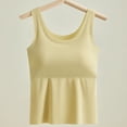 thumbnail image 2 of Padded Undershirts for Women Solid Color Scoop Neck Seamless Tank Top with Built-In Bra Soft Summer Everyday Cami Green 3XL, 2 of 9
