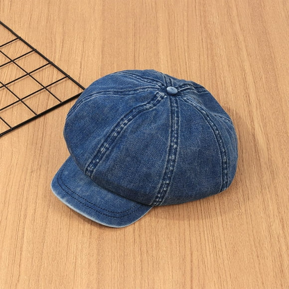 Sombrero de vendedor de periódicos Colcomx para mujer Denim Newsboy Azul