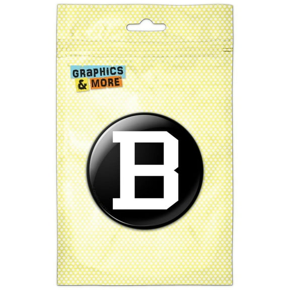 Letter B Initial Black White Refrigerator Button Magnet