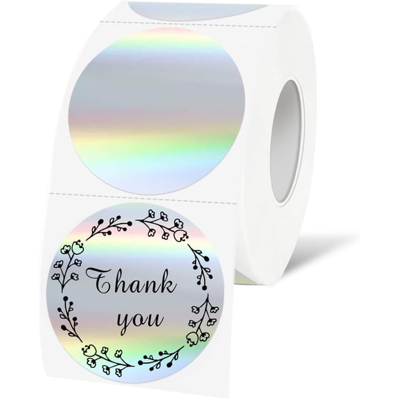 1.5 Silver Round Thermal Sticker Labels, 500 Labels per Roll, Direct Thermal, Multi-Purpose