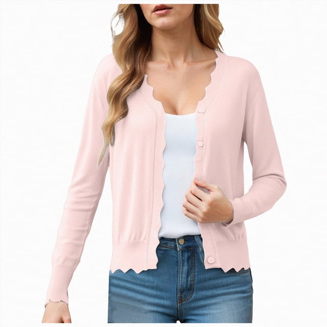 Splozh Cardigan Léger à devant Ouvert pour Femme Cardigan avec Boutons et Col en V Cardigan Léger d'Automne pour Femme Élégant avec Dentelle Rouge,P
