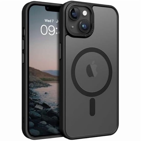 FU1999 Magnetic for iPhone 13 Case & iPhone 14 Case [Compatible with Magsafe] Translucent Matte Phone Case iPhone 13/14 Slim Thin Shockproof Women Men Protective Cases Cover, Black