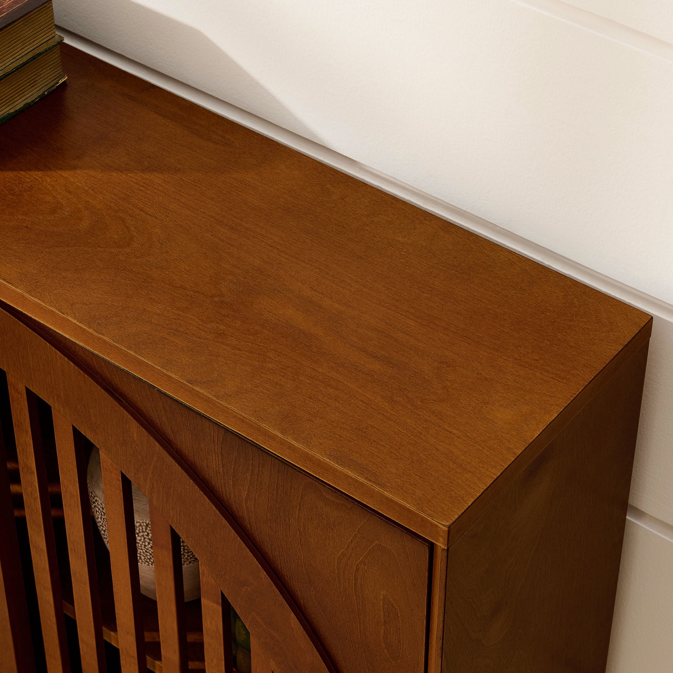 GDF Studio 39" Mid Century Modern Fluted Sideboard Cabinet with 2 Outlet Holes, Walnut