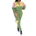 thumbnail image 3 of Aomice Two Women's 2 Piece Outfits Lapel Half Zip Long Sleeve Sweatshirts Sweatpants Tracksuit Casual Sweatsuits-Green-XL, 3 of 6