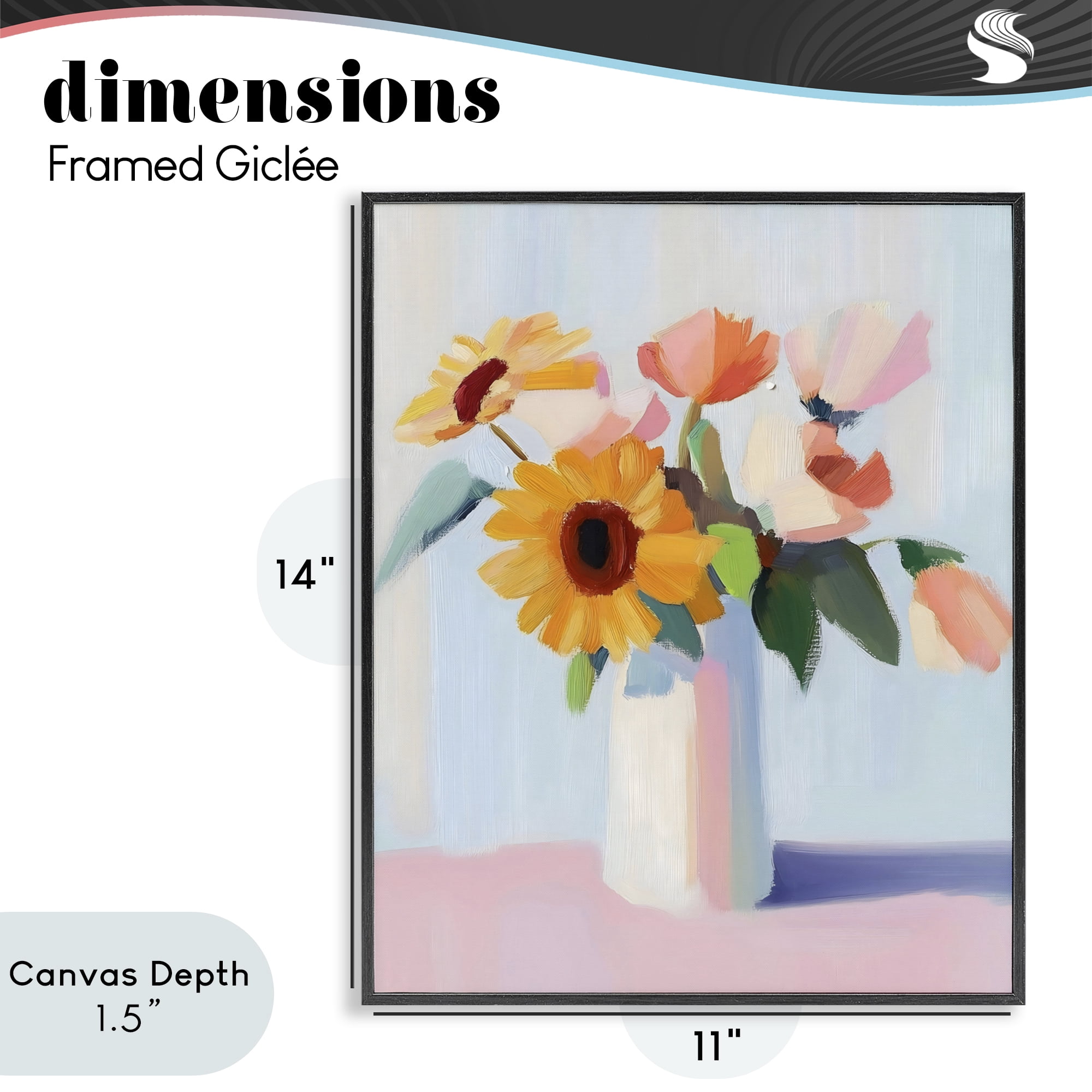 Stupell Industries Sleek Vase Bouquet Black Framed Giclee Art, design by The Prints Vibe