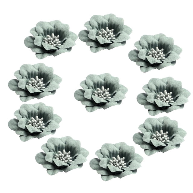 Adornos de Cabeza de camelia BLESIY 10 piezas para manualidades 4.5cm verde