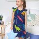 thumbnail image 4 of Fotbe Dinosaurs Vestido de Dormir para Niñas de 3 a 10 Años, Mangas Cortas, Estilo Princesa, Pijama Camisón con Mangas Voladas-XX-Large, 4 of 6