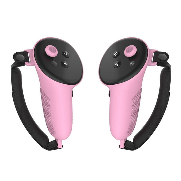 Seitruly 2 unids/set protección completa controlador silicona funda protectora Meta Quest 3 Gel de sílice antideslizante Rosa