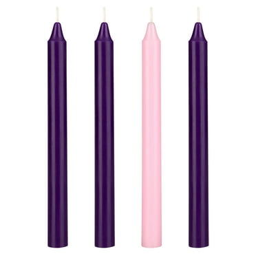 Mega Candles 4 pcs Unscented Christmas Advent Straight Taper Candle, Hand Poured Wax Candles 8 Inch x 3/4 Inch, Holidays, Church, Devotional, Celebration, Party & More