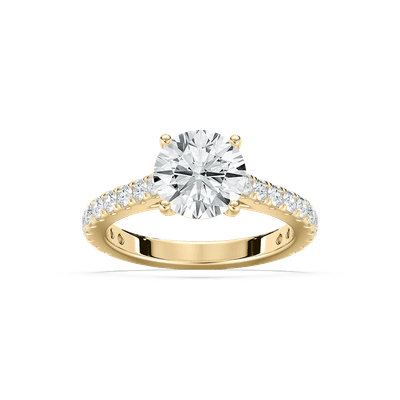 2ct CVD Lab Grown Diamond Solitaire Engagement Ring in 18K Yellow Gold For Women