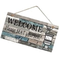 thumbnail image 2 of Placa impresa, letrero de madera, por favor, asiento, colgante de pared, señal de bienvenida, decoración artística, divertido adorno colgante para baño en casa para invitados, 10x20cm, 2 of 5