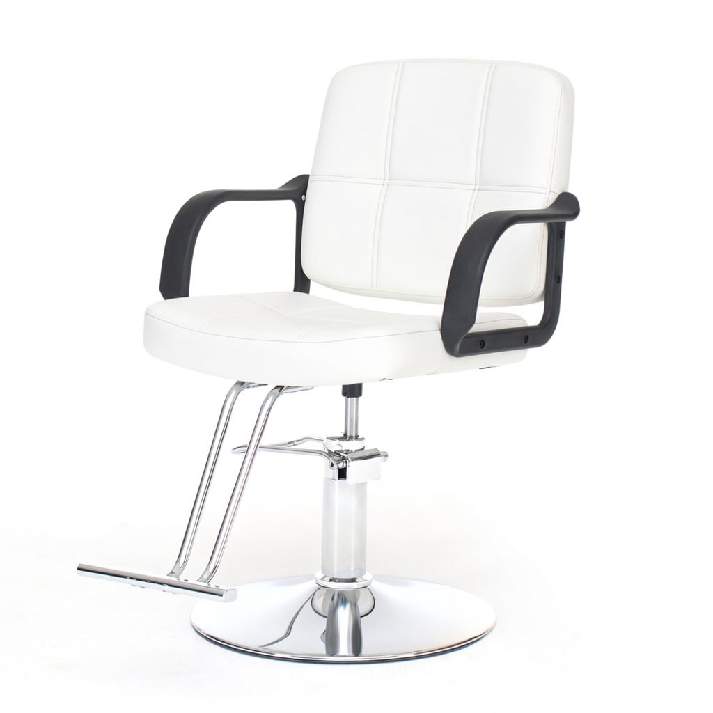 360-Degree Swivel Barber Chair with Hydraulic Height Adjustment, Heavy-Duty Salon Styling Chair with PU Leather and 350 lb Capacity, Off White