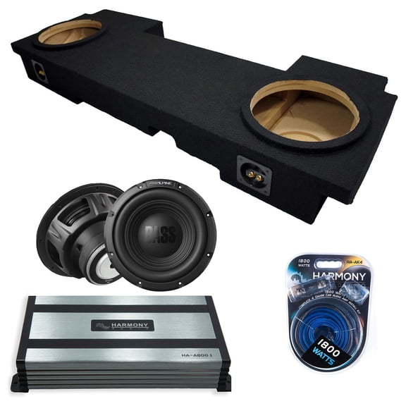 Harmony Audio Alpine fits 02-13 Chevy Avalanche W10S4 Dual 10" Subwoofer 500W Sealed Sub Box | HA-A800.1 Amplifier, 4GA Amp Kit