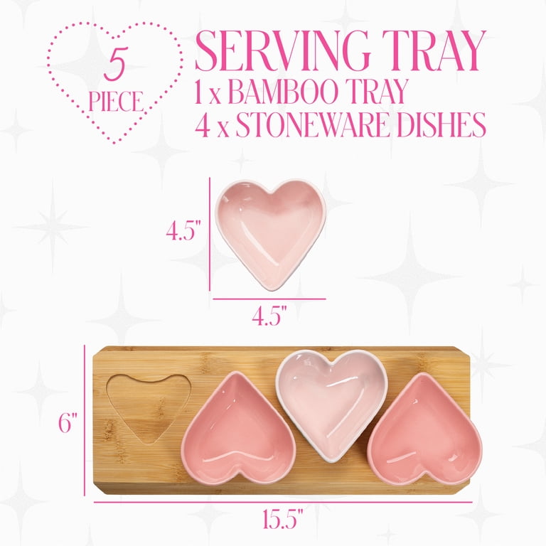 Paris Hilton London Collection 5-Piece Stoneware Ceramic Heart Dip