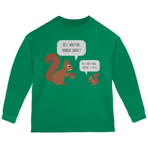 Autumn Squirrel Nut Pun Toddler Long Sleeve T Shirt Green 3T