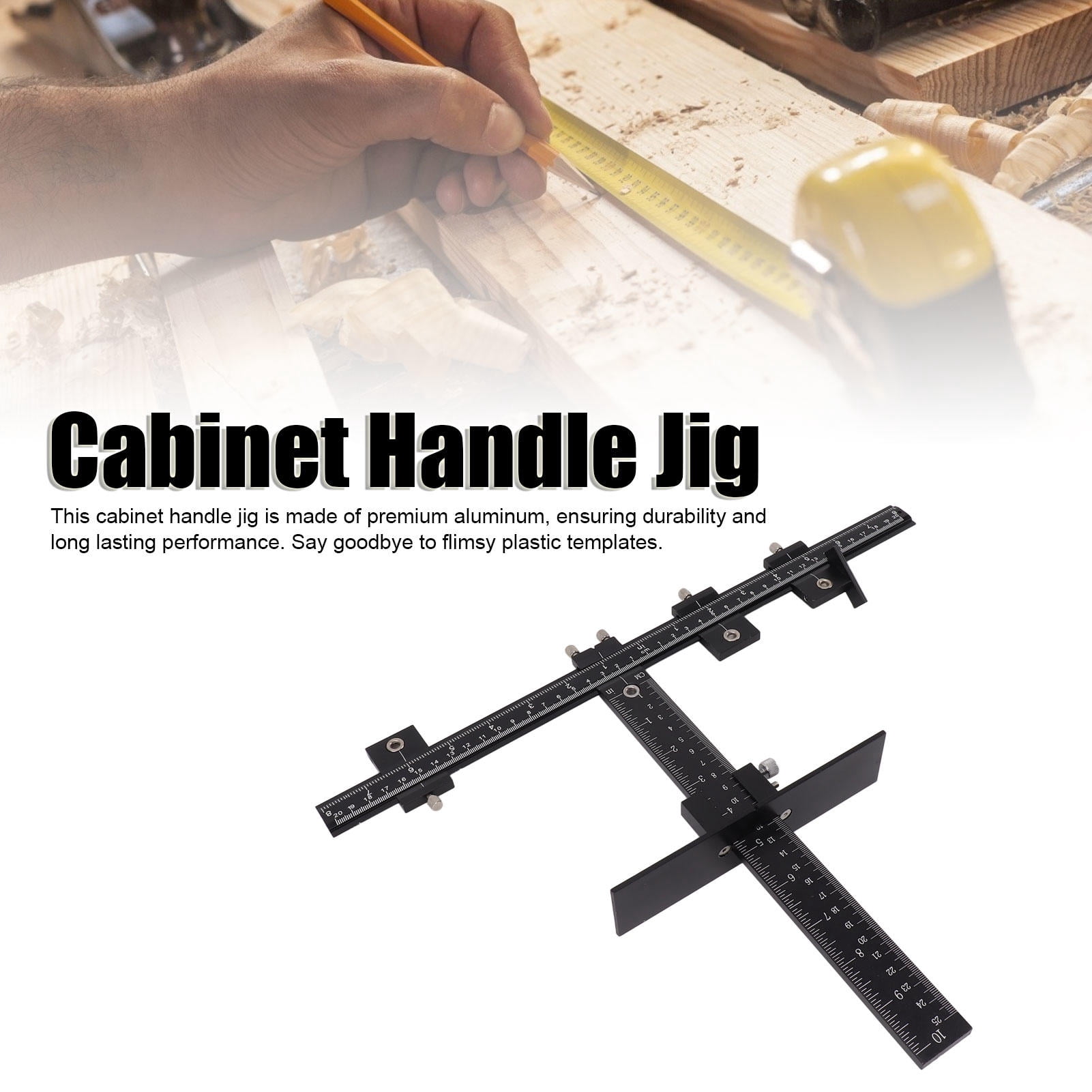 Yajisi Aluminum Cabinet Handle Jig – Easy‑Use, Accurate Drill Locator for Handles & Pulls – Durable Black Tool